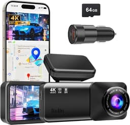 Dashcam - Dashcam voor auto - 4K Dashcam voor - Mini Dashcam - 64GB Kaart - Super Nachtzicht, Loopopname, G-sensor, 24-uurs Parkeermonitor — thumbnail 1