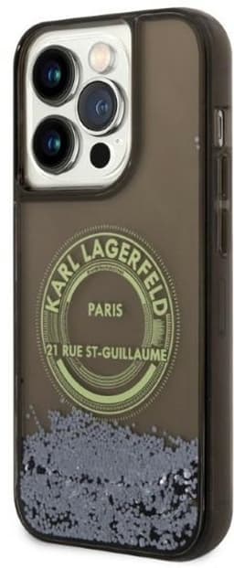 Karl Lagerfeld Liquid Glitter Serie - Smartphone Hoes - Zwart - Brokaten Design - Voor iPhone 14 Pro — thumbnail 2
