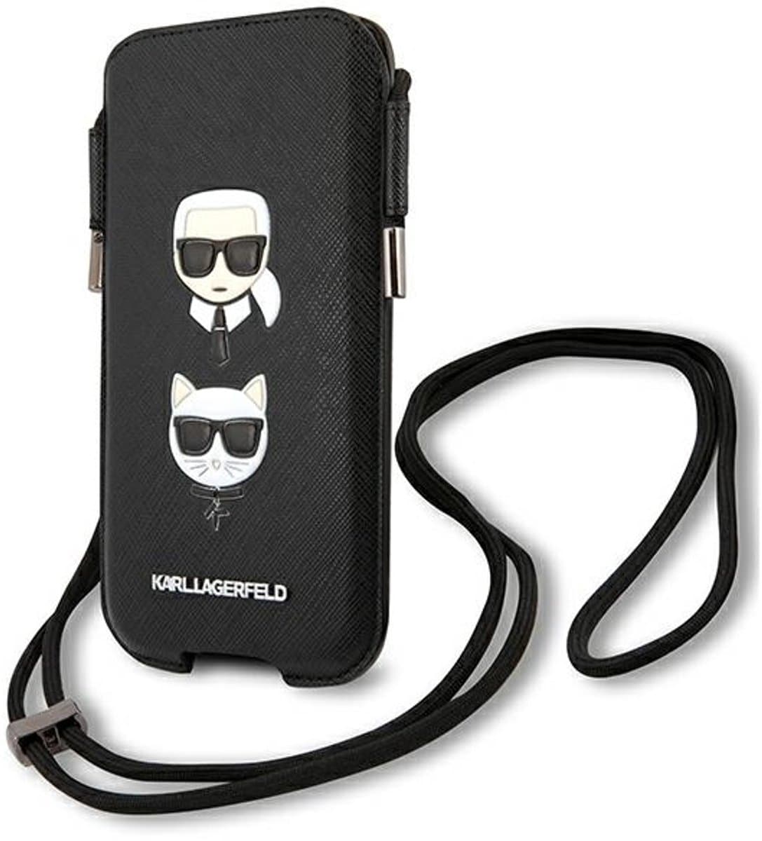 Karl Lagerfeld Saffiano Ikonik Serie - iPhone 12 Mini Hoes - Zwart - Uniek Design — afbeelding 1