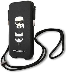 Karl Lagerfeld Saffiano Ikonik Serie - iPhone 12 Mini Hoes - Zwart - Uniek Design — thumbnail 1