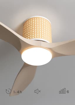 CREATE - Plafondventilator stil 40W (Ø132cm) - Sfeer- en hoofdverlichting LED - Afstandsbediening - 6 snelheden - Programmeerbaar - WIND CALM CUSTOM RATTAN — thumbnail 5