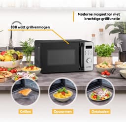 Digitale Magnetron - Combi Magnetron - Snel Eten Bereiden - Met Grillfunctie - 20 Liter - Zwart — thumbnail 4