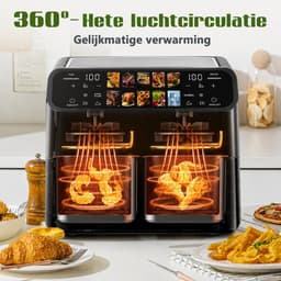 Novari - Heteluchtfriteuse - Airfryer - Friteuse - Frituurpan - Inhoud 9L - 10 automatische kookprogramma’s - LED-touchdisplay — thumbnail 2