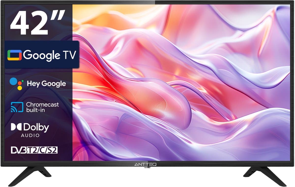Antteq G42-AH3.D1 - 42 Inch Smart TV - Full HD (1080p) - Android TV met Google Assistant - Netflix, YouTube & Play Store - Bluetooth Voice Remote - HDR & Triple Tuner — afbeelding 1