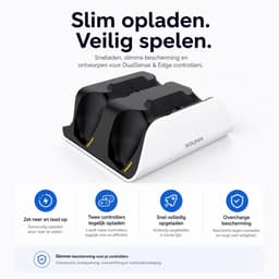Sounix Oplaadstation geschikt voor PS5 PS5 / PS5 Slim / PS5 PRO / DualSense Controller - PS5 accessoires - Dual Oplader - Charging Dock - Wit — thumbnail 2