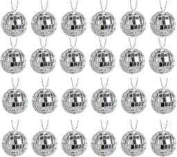 Discobal ø 3cm - 24 Stuks - Discobol - Spiegelbol - Met Touwtje - Klein Kerstballen - Disco Bal Bol - Kinderkamer - Feestje Discolamp Decoratie - Space Planeet Festival - Geschikt Voor Dj, Club, Kerstmis, Valentijnsdag En Andere Gelegenheden - Zilver — thumbnail 1