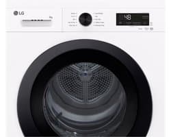 LG RHX1009NWK warmtepompdroger 9 kg met zelfreinigende condensor voor blijvend optimale prestaties, Sensor Dry voor nauwkeurig en zuinig drogen, Dual Lint Filter voor betere pluisopvang, ThinQ slimme bediening en energiezuinige warmtepomptechnologie