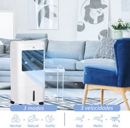 Mobiele Airco - Luchtkoeler 3-in-1 – 3 Snelheden – 7,5H Timer – 15L Watertank – Oscillerend & Humidifier – Slaapkamer & Kantoor – 37x32x78 cm – 1 Stuk – Wit — thumbnail 3