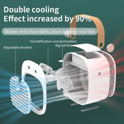 Mobiele Airco Alternatief - Mini Aircooler met Water - Draagbare Koelventilator met 4000 mAh Batterij - Tafelventilator en Luchtkoeler voor Bureau, Slaapkamer, Auto en Kamperen - 3 Windsnelheden - Type-C - 128ML — thumbnail 5
