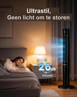 YASHE Torenventilator 110 cm - Stille ventilator vanaf 28 dB - 85 graden oscillatie - Afstandsbediening - 3 snelheden - 12-uurs timer - Led-display - Zwart — thumbnail 4