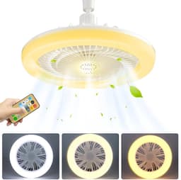 Plafondventilator met licht en afstandsbediening - E27 fitting - 3 snelheden, 3 kleuren dimbaar (3000K-6000K) - 1/2/4 uur timer - Moderne fan verlichting voor woonkamer, kinderkamer en kantoor — thumbnail 1