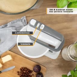 TIM® Mixer met Mengkom - Keukenmachine - Mixer - 3,4 Liter Mengkom - Wit - 31cm x 21cm x 36cm — thumbnail 3