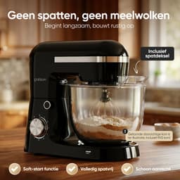 Gatson Keukenmachine - 10 Snelheden - 5L Mengkom - Dubbele Handvat - Keukenrobot - Keukenmixer - Foodprocessor - 1500W — thumbnail 5