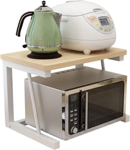 Magnetron Opbergrek Magnetron Houten Plank Stand Metalen Magnetron Rek Enkellaags Keuken Organizer Aanrecht Ruimtebesparende Stand/Houtkleur — thumbnail 1