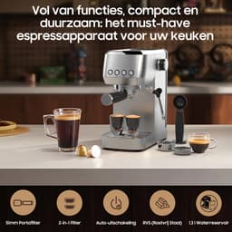 AIMASON CM1662 Halfautomatische Espressomachine - 1350W RVS Coffee Machine met Melkopschuimer - Semi-Automatische Snelle opwarming - 20-Bar Italiaanse Pomp - 1.3L Watertank - Kopjesverwarmer — thumbnail 4
