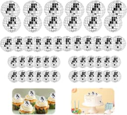 48 stuks kleine discoballen - Mini-facetballen - Spiegelbol - Met Touwtje - Klein Kerstballen - Disco Bal Bol - Feestje Discolamp Decoratie - Spiegelballen voor taartdecoratie — thumbnail 1