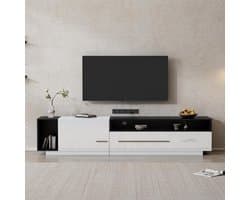 TV-meubel Laag - TV-kast Dressoir - Woonkamer Opbergen - Hoogglans Afwerking - 170 cm Breed - Wit Zwart