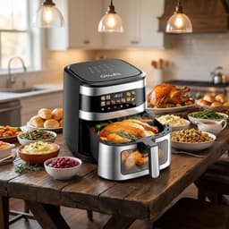 Heteluchtfriteuse XXL - Airfryer keukenapparaat - Gezond koken - 11-in-1 functies - 10 liter capaciteit - Zilver — thumbnail 2