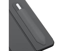 Zelfklevende potloodhouder voor iPad Pencil 1e en 2e generatie, elastische PU-lederen etui voor iPad 9e, 8e, Air 4, Pro 11 en 12.9, Mini 6, donkergrijs, ideaal voor bescherming en gebruiksgemak