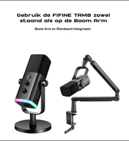 FIFINE TAM8 XLR - USB / XLR Studio microfoon - Flexibele Arm ( BM88 ) - Met kabelgoot - Geschikt voor PC/PS4/PS5 - RGB - Podcast - Gaming - Streaming - Zwart — thumbnail 2