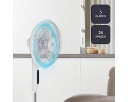 BLACK+DECKER - Statiefventilator 30W | 24 snelheden | modi Normaal, Natuurlijk en Nacht | timer 15 u | automatische oscillatie | verstelbare hoogte 118–138 cm | LED-display | stil | afstandsbediening