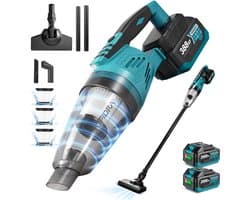 Yofidra Accu Steelstofzuiger - Draadloze Stofzuiger - 12000 Pa zuigkracht - met 2x Accu's - voor dierenharen, tapijt, harde vloeren