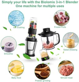 Multifunctionele Keukenmachine - 3-in-1 - Foodprocessor - Blender - 700W - Smoothie Maker - Hakmolen - Droogmolen - Roestvrij Staal - BPA-vrije Fles - 24.000 RPM — thumbnail 4