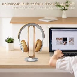 Houten hoofdtelefoonstandaard voor gaming en over-ear hoofdtelefoons, desk houder voor thuis en op kantoor — thumbnail 4