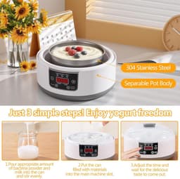 Yoghurtmaker met Temperatuurregeling – Incl. 5 Glazen Potjes 100ml – Voor Griekse & Vegan Yoghurt – Ook voor Natto — thumbnail 4