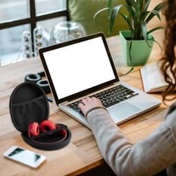 Hoofdtelefoon Case Over Ear, harde shell hoes met magische reinigingsdoek, universele opbergtas, 21 x 18 x 5,5 cm, zwart — thumbnail 4