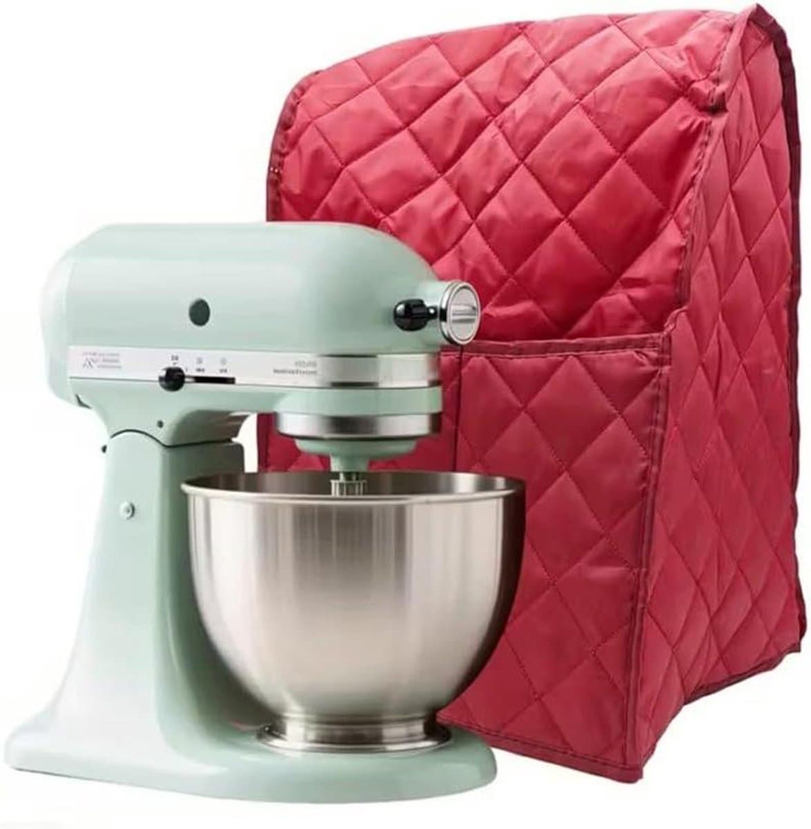 Keukenmixerhoes - Blenderhoes Opbergtas - Keuken Organisatie - Gewatteerd Polyester - 45x31x27cm - Zwart Rood — afbeelding 1