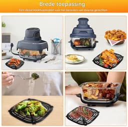Elkuaie Bakplaat- Grillrooster - Voor Airfryer - 2-delig - Gebruik voor Gegrilde Steaks en Groenten - Zwart — thumbnail 5