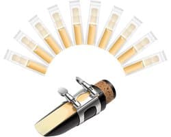 10 stuks Bb klarinet rietjes, sterkte 2.0 rieten voor klarinet individueel verpakt met rietdoos, natuurlijke riet, dunnere punt voor gemakkelijk spelen, traditioneel riet voor beginners