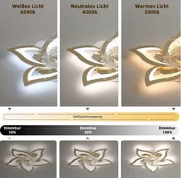 5 Lotus Ventilator - Bedienbaar Met Afstandsbediening & APP - Goud - Plafondventilator - Plafonniere - 6 Standen - Moderne Lamp - ⌀ 69cm — thumbnail 3