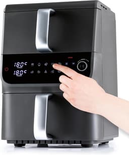 Dubbele Airfryer - Heteluchtoven Multicooker - Gelijk Garen - Verticale Dubbele Kamer - 10 Liter - Grijs — thumbnail 1