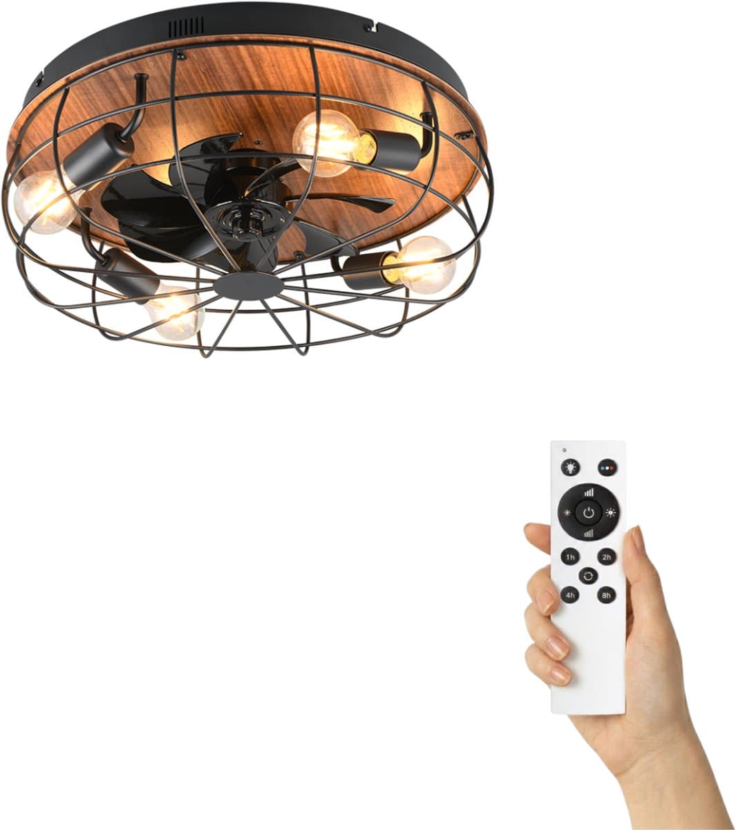 Fantiluxe - Olav - Plafondventilator met verlichting - Zwart - Ø48cm - Afstandsbediening - Met lamp - Plafond ventilator - Slaapkamer — afbeelding 1