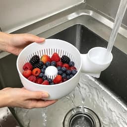 Draaiende Kom - Fruit en Groente - Keuken Hygiëne - 4-in-1 Ontwerp - Compact Formaat - Wit — thumbnail 2