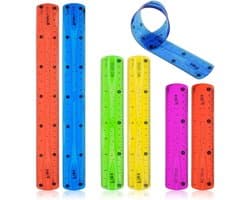Flexibele Liniaal Set van 6, 30 cm, 20 cm en 15 cm, Kleurige Transparante Plastic Linialen voor School, Kantoor en Creatieve Projecten