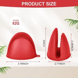 1 paar siliconen ovenwanten - hittebestendig en antislip - veilig voor oven, magnetron, airfryer en grill - leuk keukenaccessoire - rood — thumbnail 4