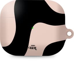 xoxo Wildhearts hoesje geschikt voor Airpods Pro 1 / Pro 2 - Ride With Me - Ook als telefoonhoesje verkrijgbaar - schokbestendige case geschikt voor Airpod Pro (2) - koptelefoon case - Beschermhoes met golvende print - golven - zwart / beige — thumbnail 1