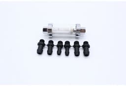 Universele aansluitingen 3/8", 1/4" en 5/16", herbruikbaar verchroomd glazen inline brandstoffilter — thumbnail 1