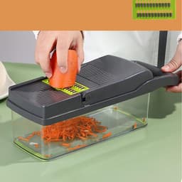 Groentehakker - Keukenmolen Snijmachine - Snel Ingrediënten Snijden - 6 Roestvrijstalen Messen - 335 x 125 x 10 cm - Groen — thumbnail 4