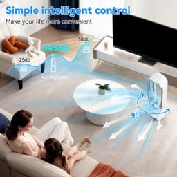 Torenventilator Bladloos - Staande Ventilator - Zomerse Koelte - 8 Snelheden Afstandsbediening - 20 Inch - Zilver — thumbnail 3