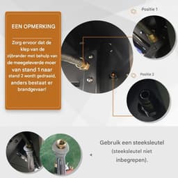 Gasbarbecue - BBQ Buitenkeuken - Gasgrill Wagen - 3 Branders - 1 Zijbrander - Inclusief Gasslang - Drukregelaar - Tuin - 110x50x100 cm - Buiten Koken - Zwart — thumbnail 4