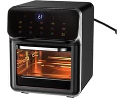 Heteluchtfriteuse Oven - Airfryer Aanrecht - Gezinsmaaltijden Bereiden - Dubbele Temperatuurzone - 18 Liter - Zwart