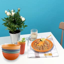 Complete 48-delige Onbreekbare Diner Set voor Kamperen, Lichtgewicht Plastic Borden en Schalen voor 4 Personen, Ideaal voor Buiten Eten, Magnetron- en Vaatwasserbestendig — thumbnail 3