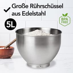 Keukenmachine met 5 liter kom - 1000W - Zwart - Inclusief accessoires — thumbnail 4