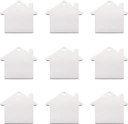 Set van 10 aluminium blanco stempel tags hangers van 35x38,5x1 mm, ideaal voor het maken van DIY sieraden met een lichte en duurzame afwerking — thumbnail 1