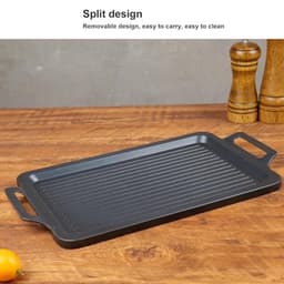Houtskool Grill, Draagbare Lichtgewicht Rookvrije Grill, Tafel Barbecue, Alcohol Kachel, Binnen Grill met 27 X 20 cm Verwijderbare Grillplaat, Houten Basis voor Kamperen, #311, modern — thumbnail 1