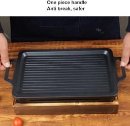 Houtskool Grill, Draagbare Lichtgewicht Rookvrije Grill, Tafel Barbecue, Alcohol Kachel, Binnen Grill met 27 X 20 cm Verwijderbare Grillplaat, Houten Basis voor Kamperen, #311, modern — thumbnail 2